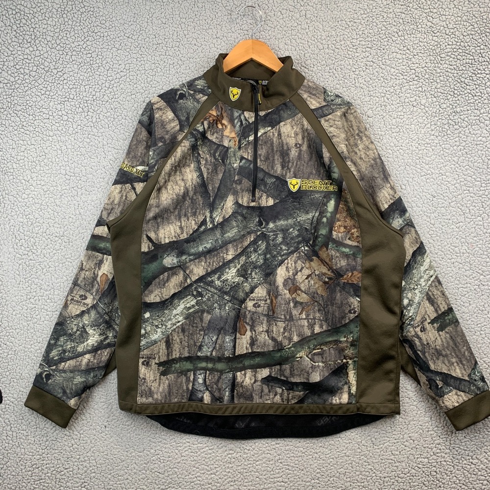 Scent Blocker Camo 1/4 Zip Jacket Mens Size XL Flawless Compression Underguard